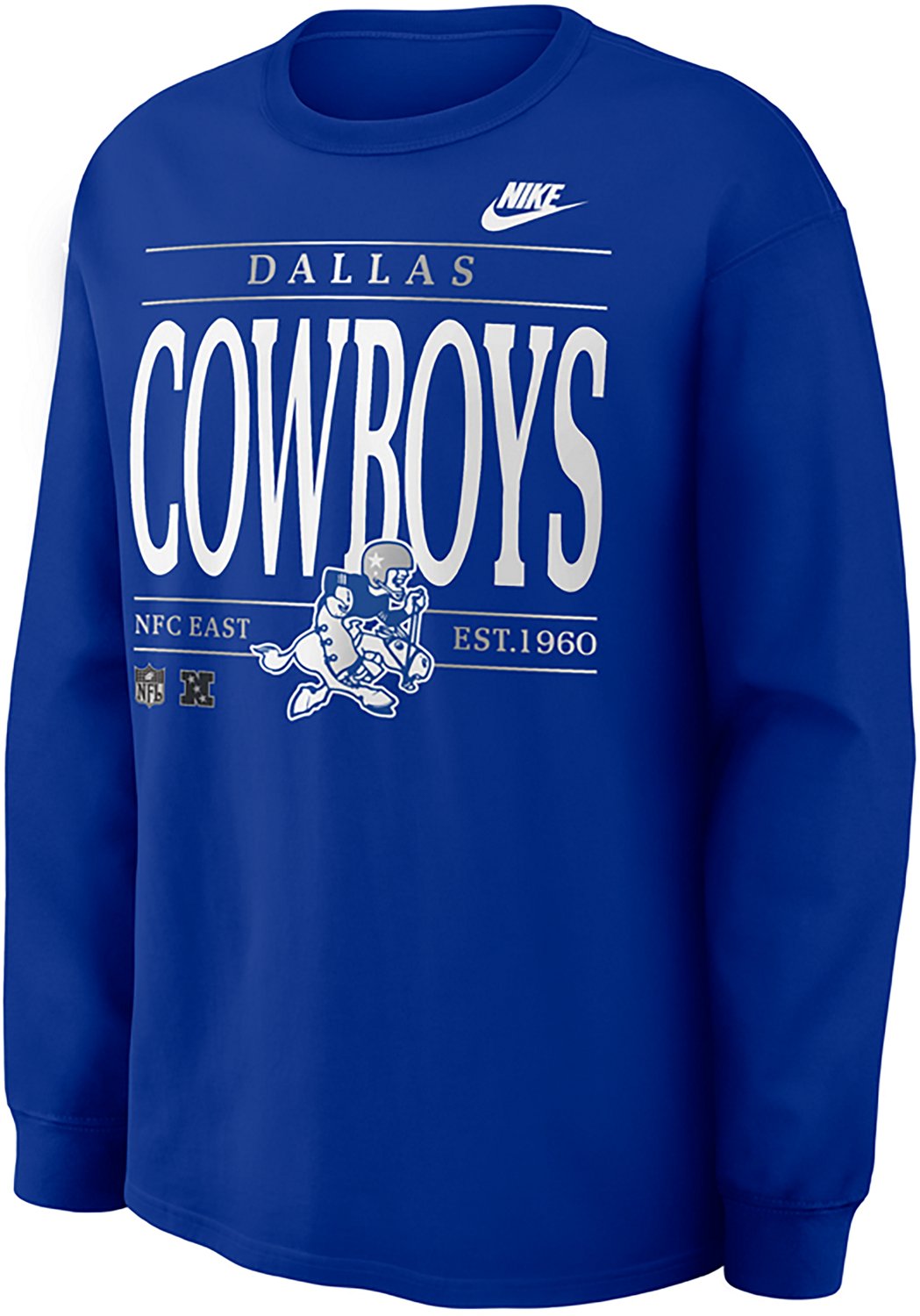 COWBOYS 25周年記念 ウォームアップウェア ラグビー ノースリーブ Nike Men's Dallas Cowboys Rewind Max 90 Long Sleeve T-Shirt | Academy