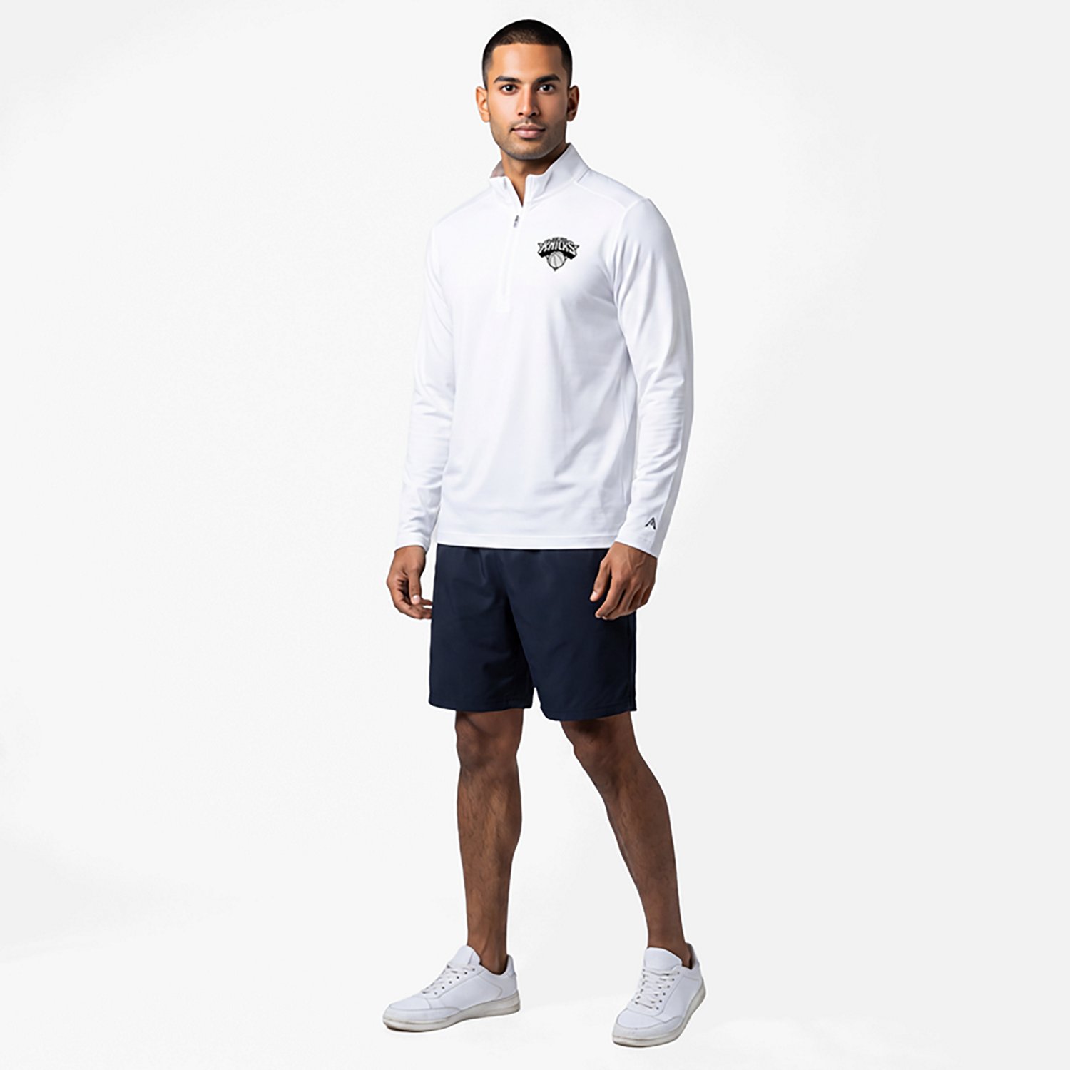 Antigua New York Knicks Metallic Logo Tribute Quarter-Zip Top - view number 2