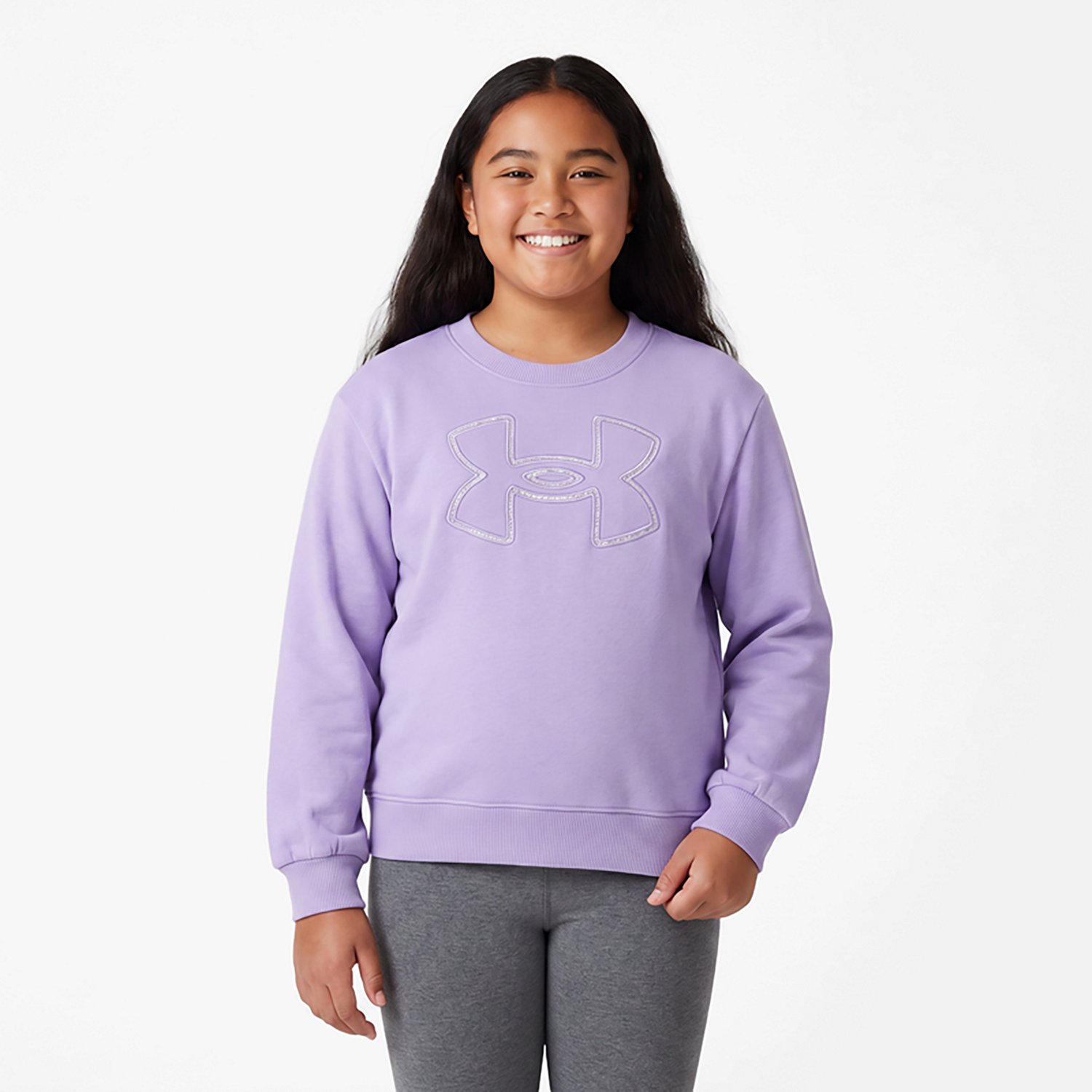 Under Armour Girls' 4-6X Rival Emboss Crewneck Sweatshirt - view number 2