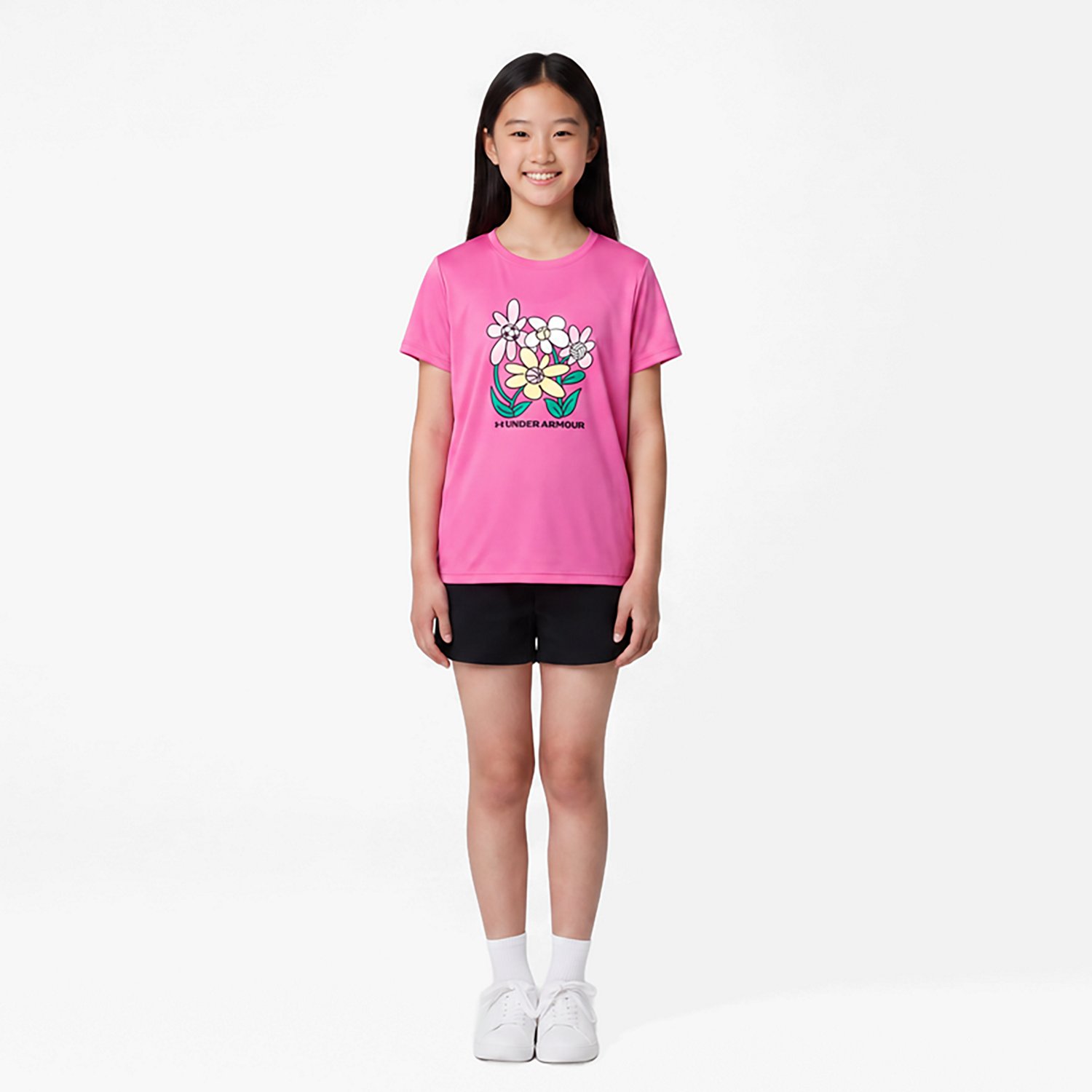 Under Armour Girls' Tech Floral Sports Graphic T-shirt