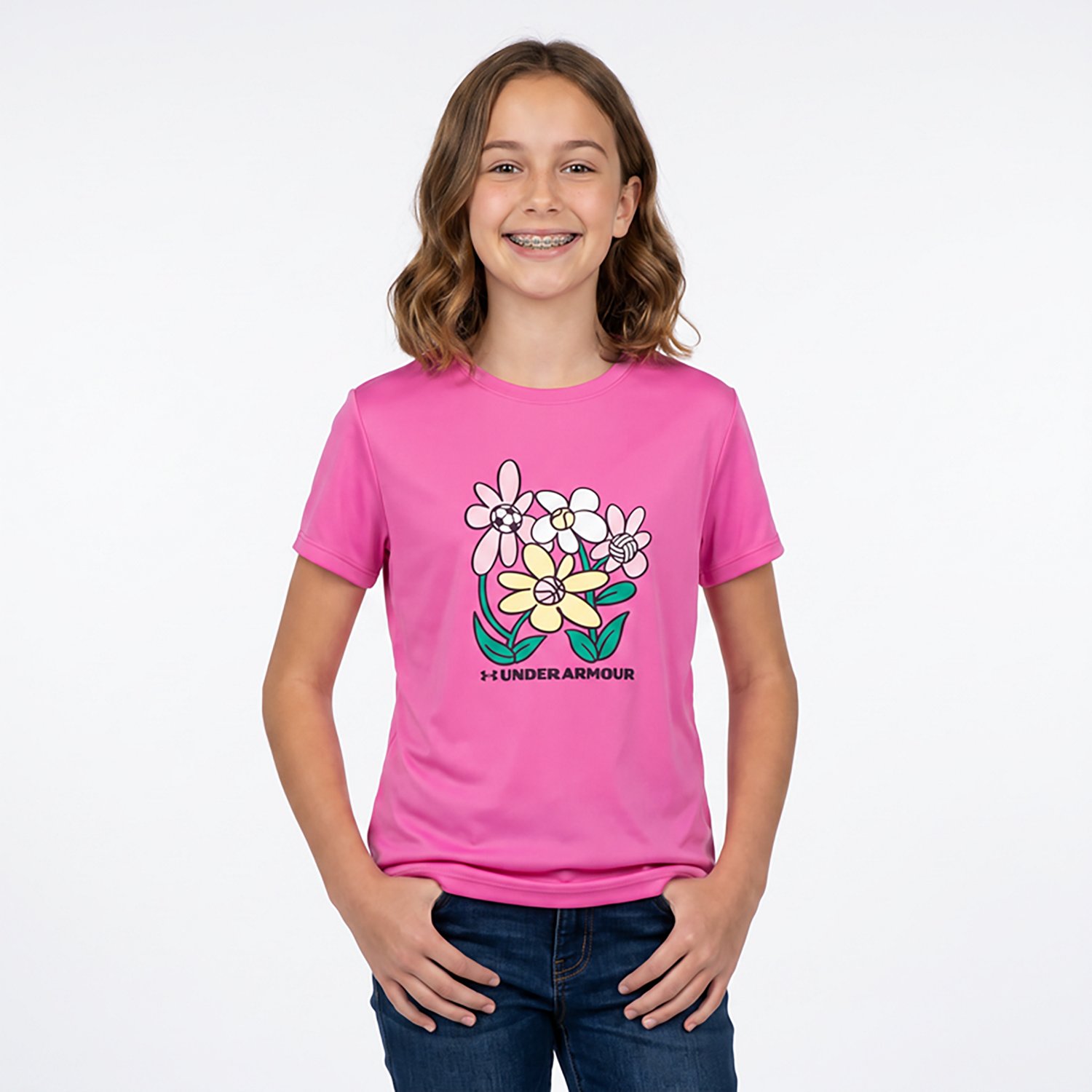 Under Armour Girls' Tech Floral Sports Graphic T-shirt - view number 2