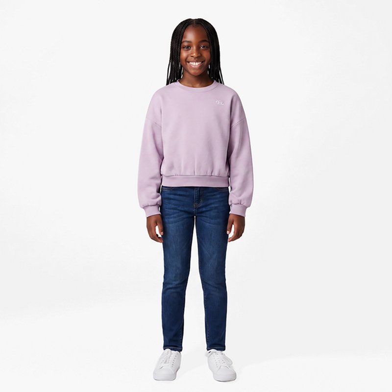 Under Armour Girls' Rival Fleece Oversized Crew, Medium, Mauve Pink/White