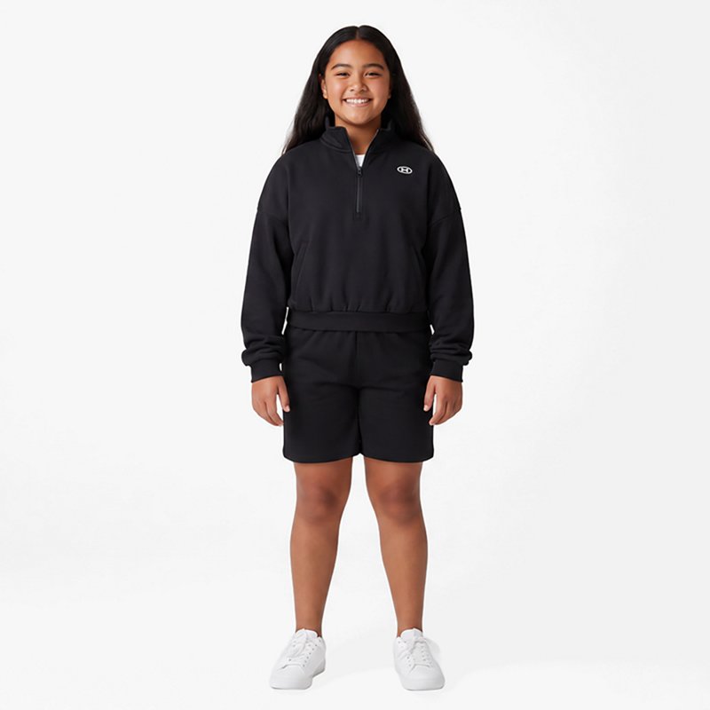Under Armour Girls' Rival Fleece 1/2 Zip, Medium, Ultimate Black/White