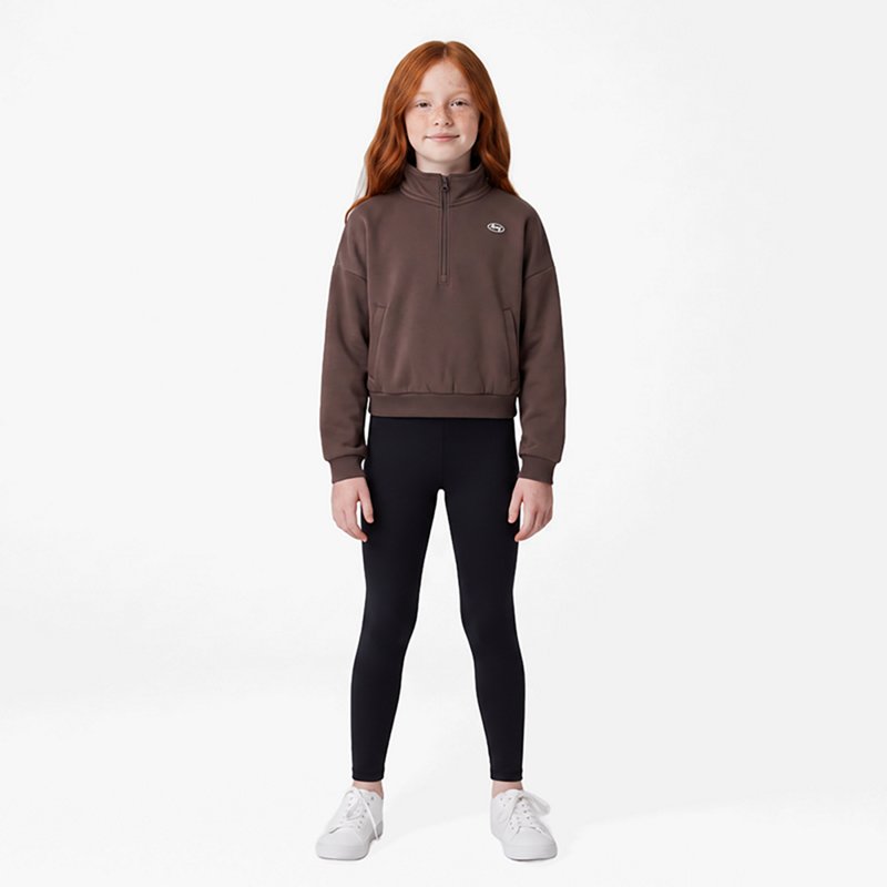 Under Armour Girls' Rival Fleece 1/2 Zip, Medium, Peppercorn/White