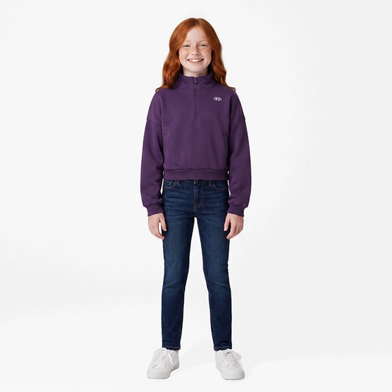 Under Armour Girls' Rival Fleece 1/2 Zip, Medium, Purple Echo Light Heather/White