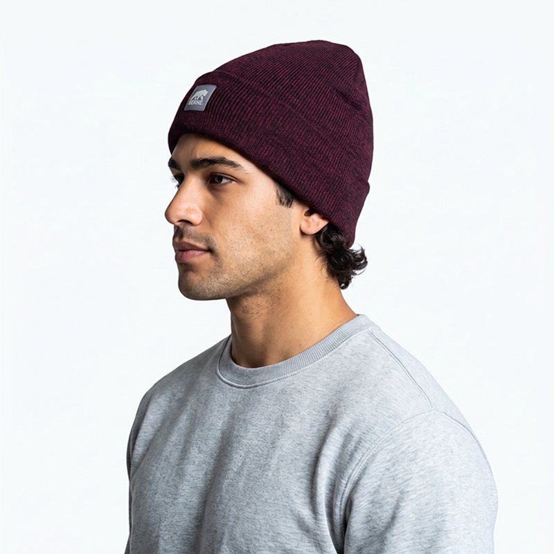 H150MNBR400 Heritage Knit Cuff Cap, Maroon Black - One Size Fits All