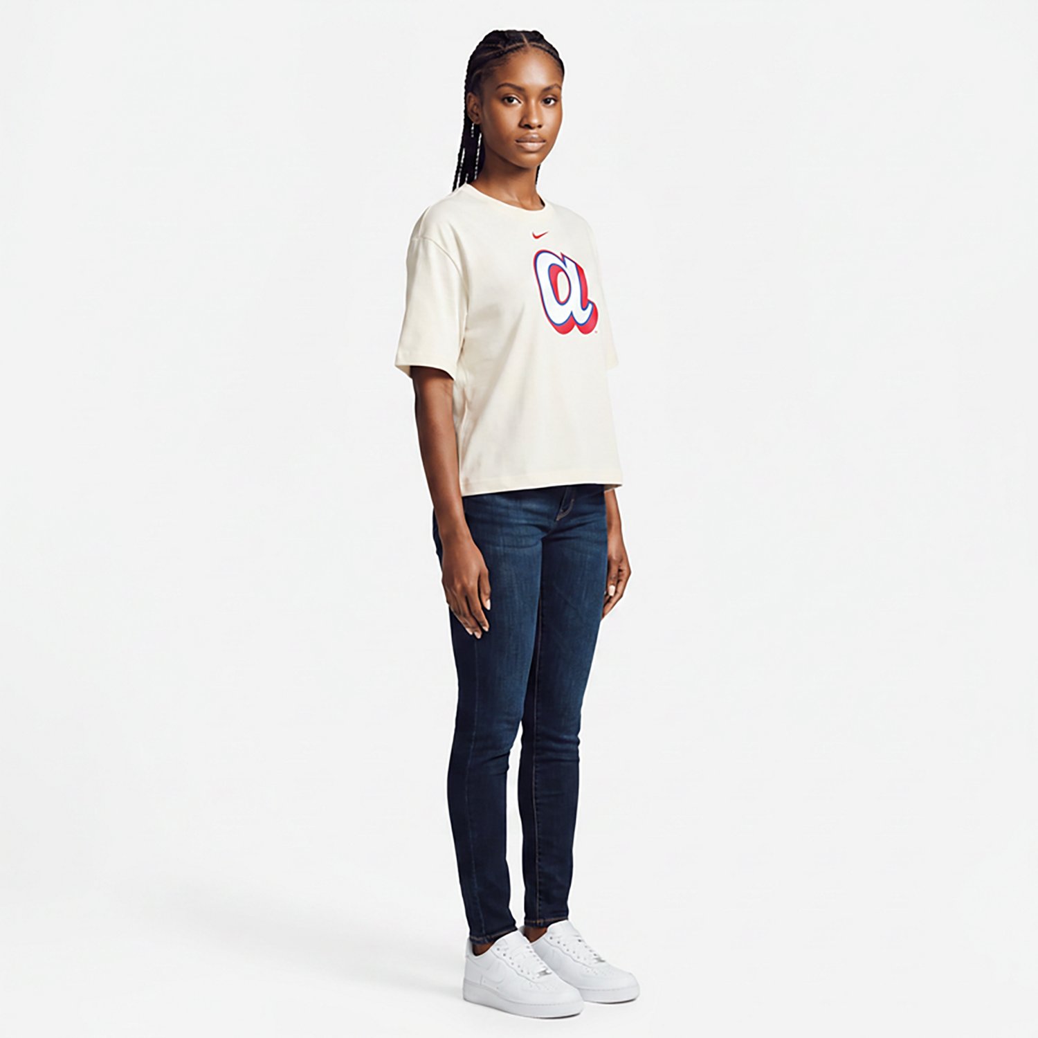 Nike Women's Atlanta Braves Premium Essentials Loose Fit Boxy Graphic T-shirt