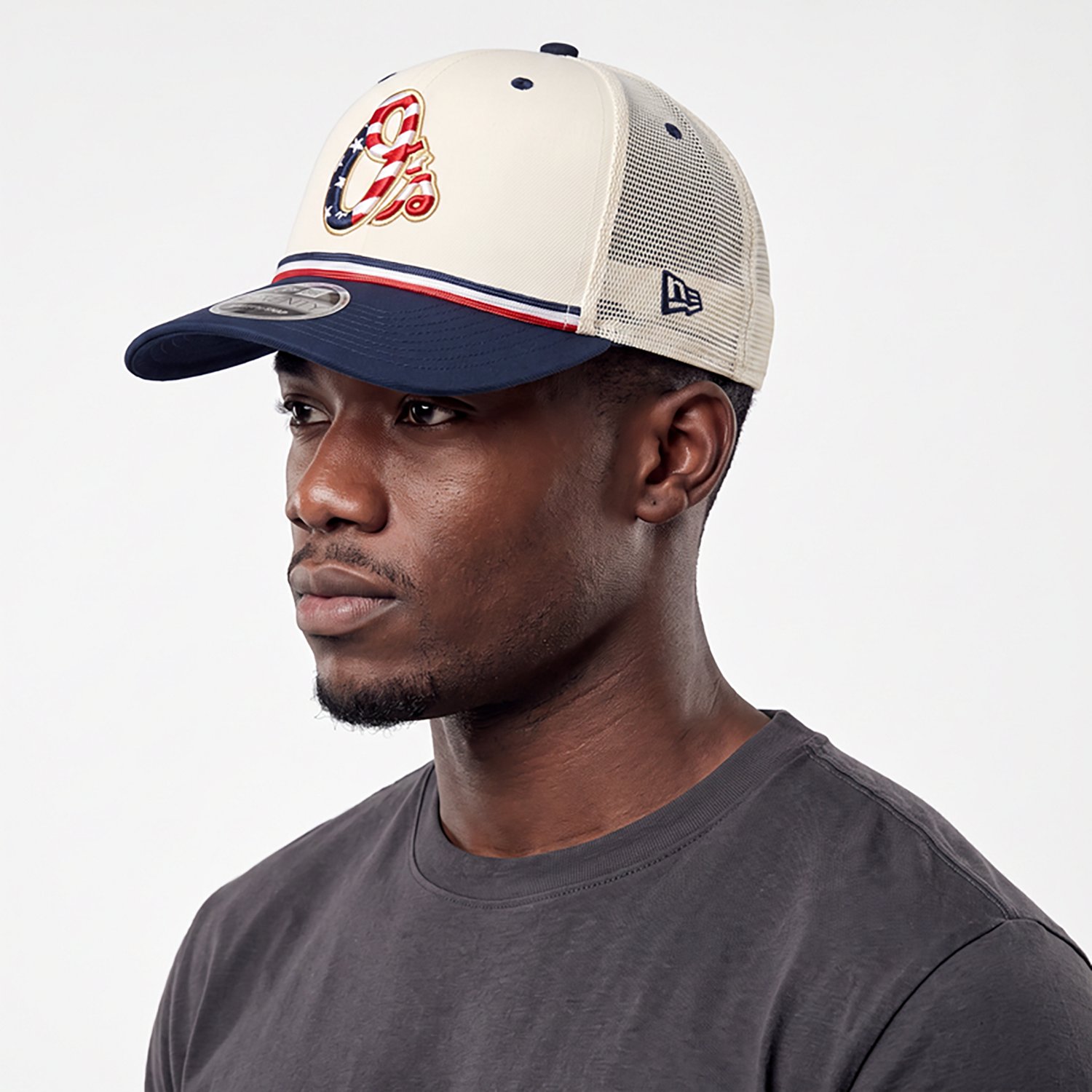 New Era Navy Baltimore Orioles USA 250 Fourth of July 9SEVENTY Adjustable Trucker Hat - view number 2