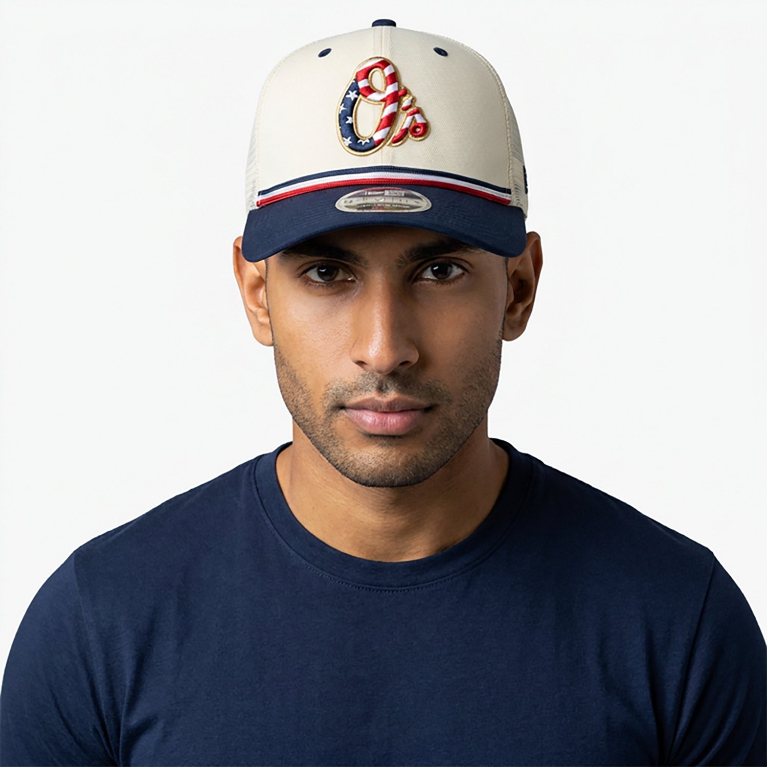 New Era Navy Baltimore Orioles USA 250 Fourth of July 9SEVENTY Adjustable Trucker Hat - view number 3