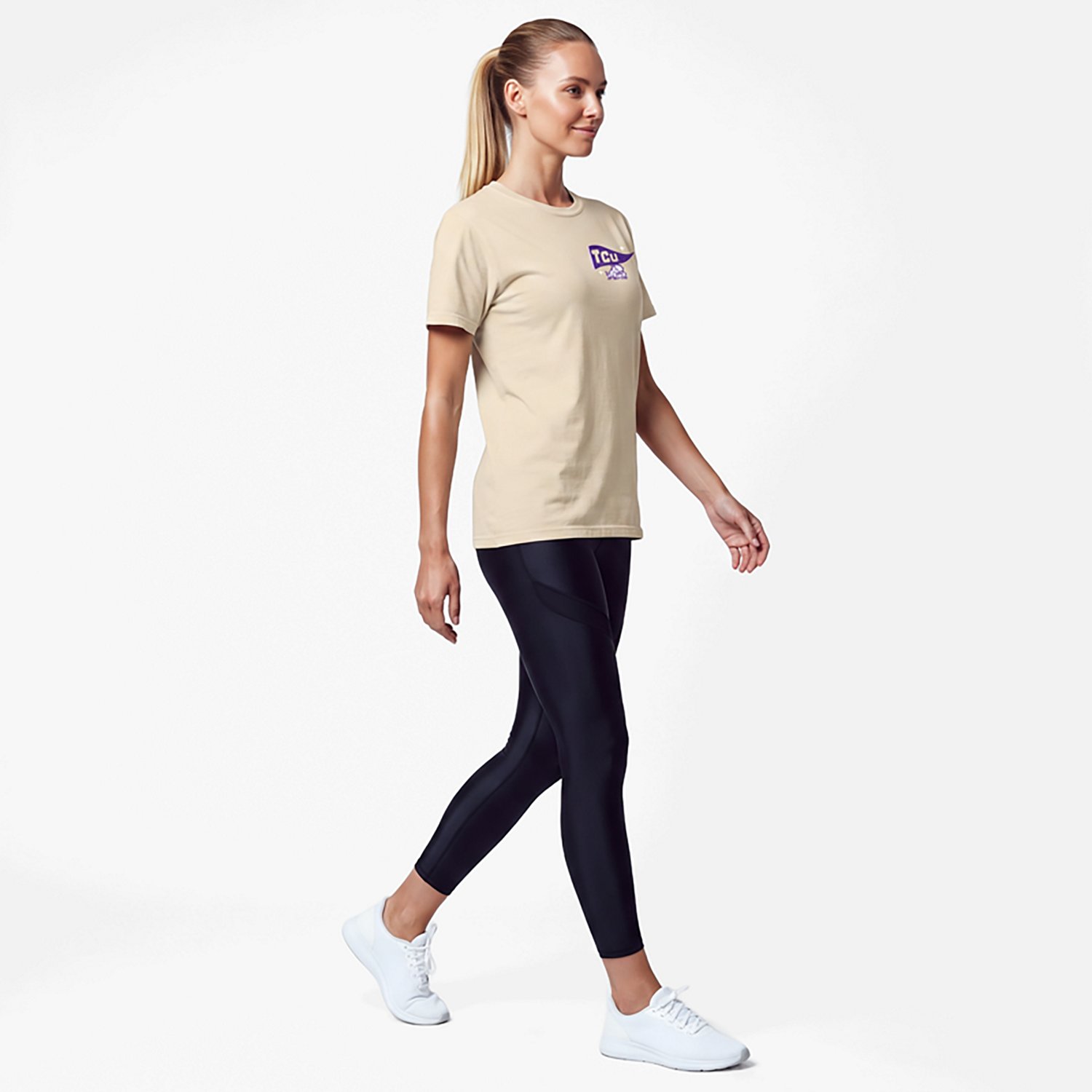 Image One Women's TCU Horned Frogs Football Sketch Script Comfort Colors T-Shirt