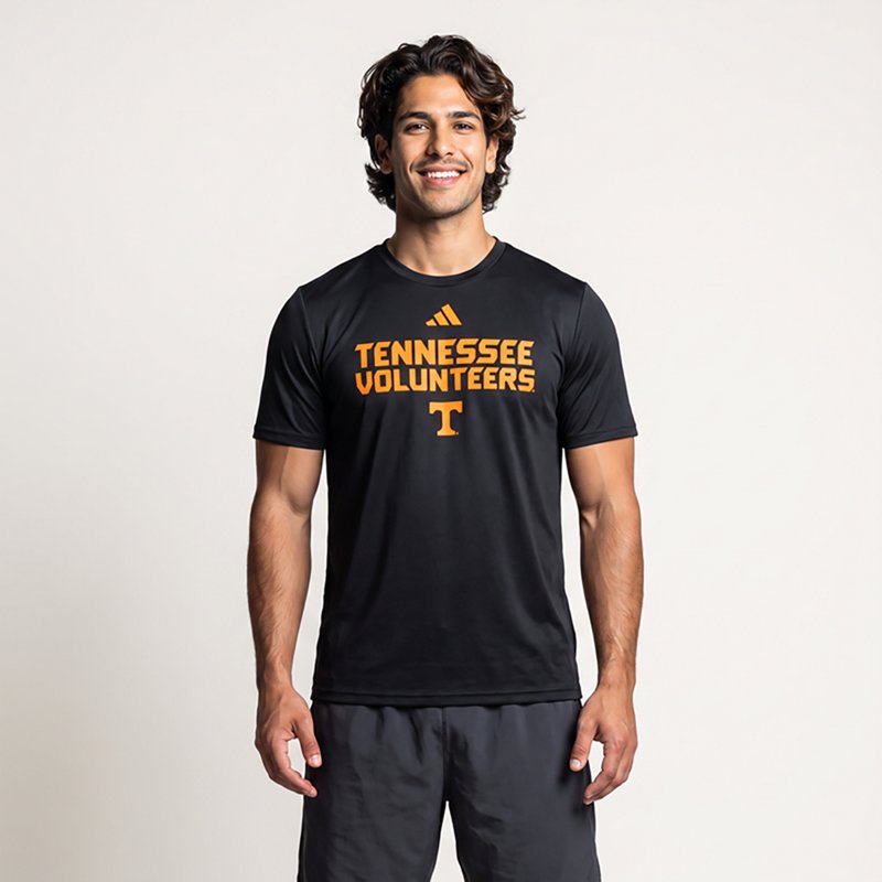 adidas Men's Black Tennessee Volunteers Wordmark Poly T-Shirt - Black