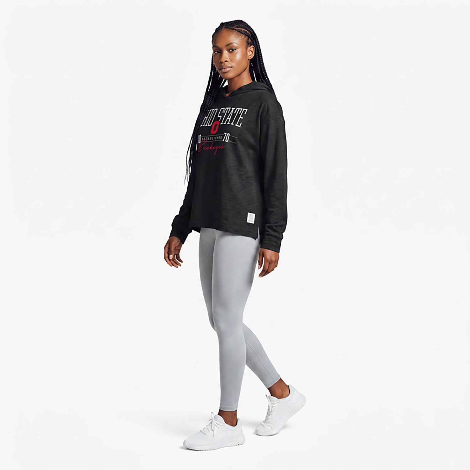 Pressbox Ohio State Buckeyes Castillo Slub Waist Length Long Sleeve Hooded T-Shirt