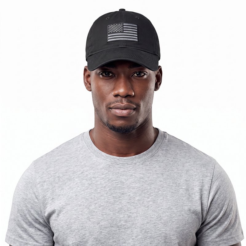 Academy Sports + Outdoors Men's Tonal American Flag Solid Twill Hat