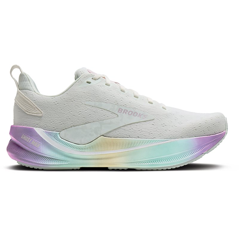 Brooks Womens Ghost Max 4 - Running Shoes - White / Blue / Pink Size 9.0