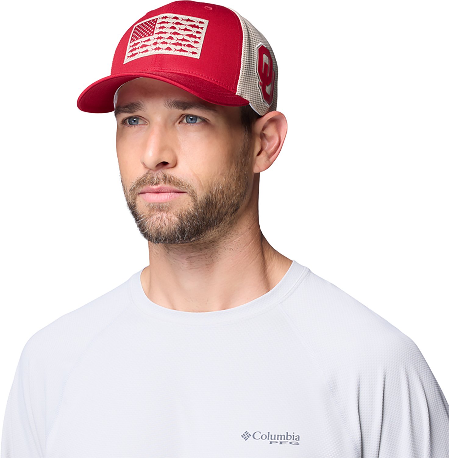 Columbia Sportswear Men's University of Oklahoma USA Flag PFG Fish Flag Ball Cap - view number 3