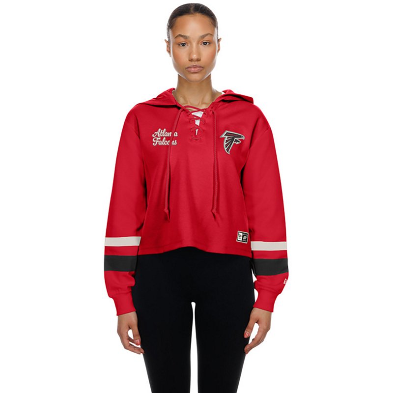Women's New Era Red Atlanta Falcons Throwback Lace-Up Hoodie