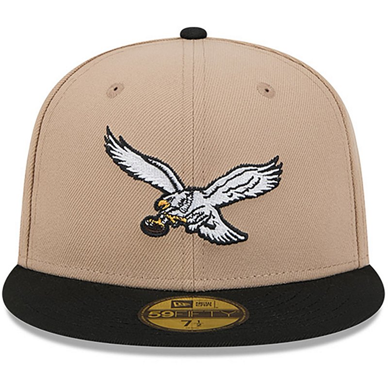 New Era Men's Tan Philadelphia Eagles Throwback Logo Main 59FIFTY Fitted Hat - Tan