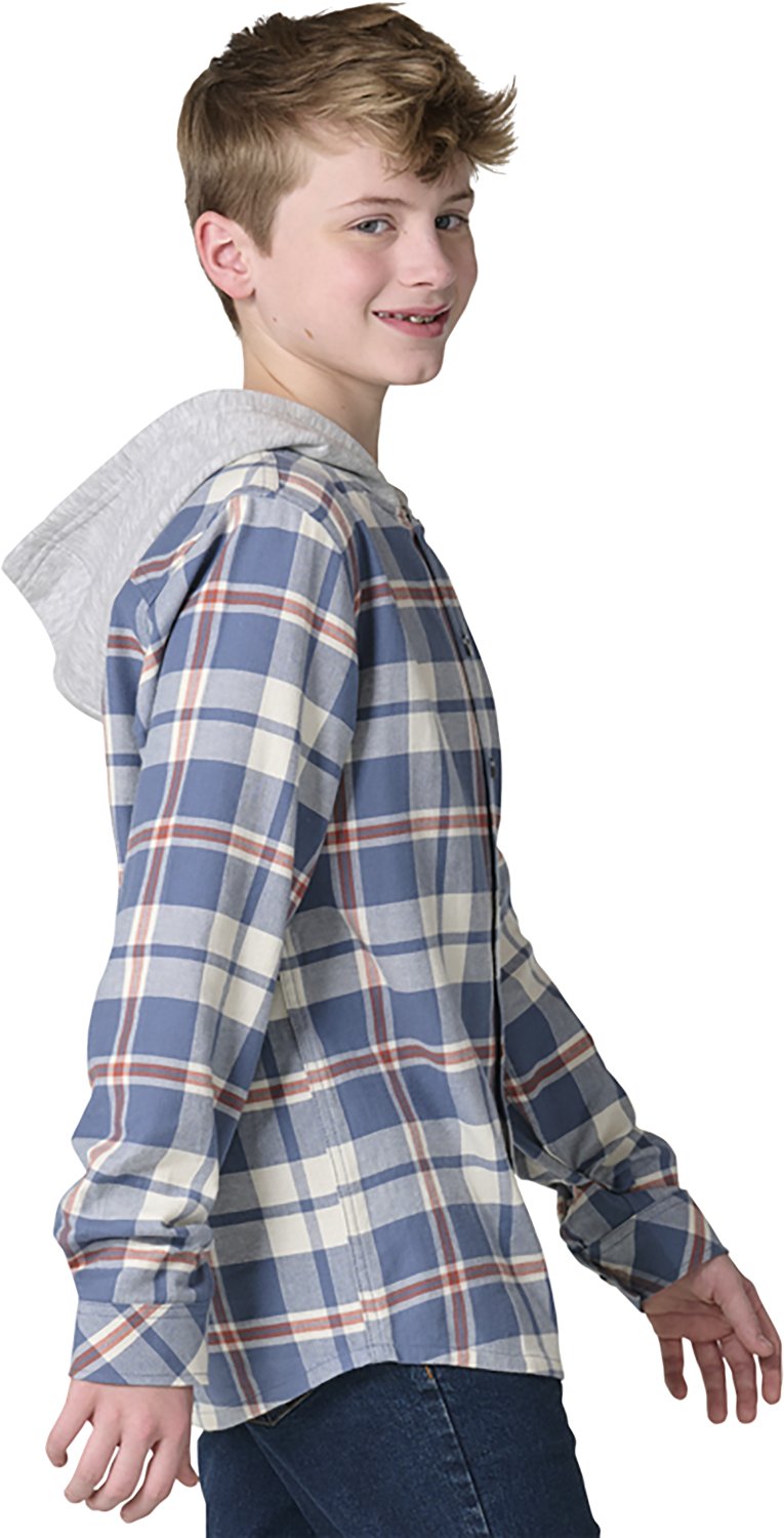 Carhartt Boys' Flannel Button-Front Long Sleeve Hooded Shirt - view number 3