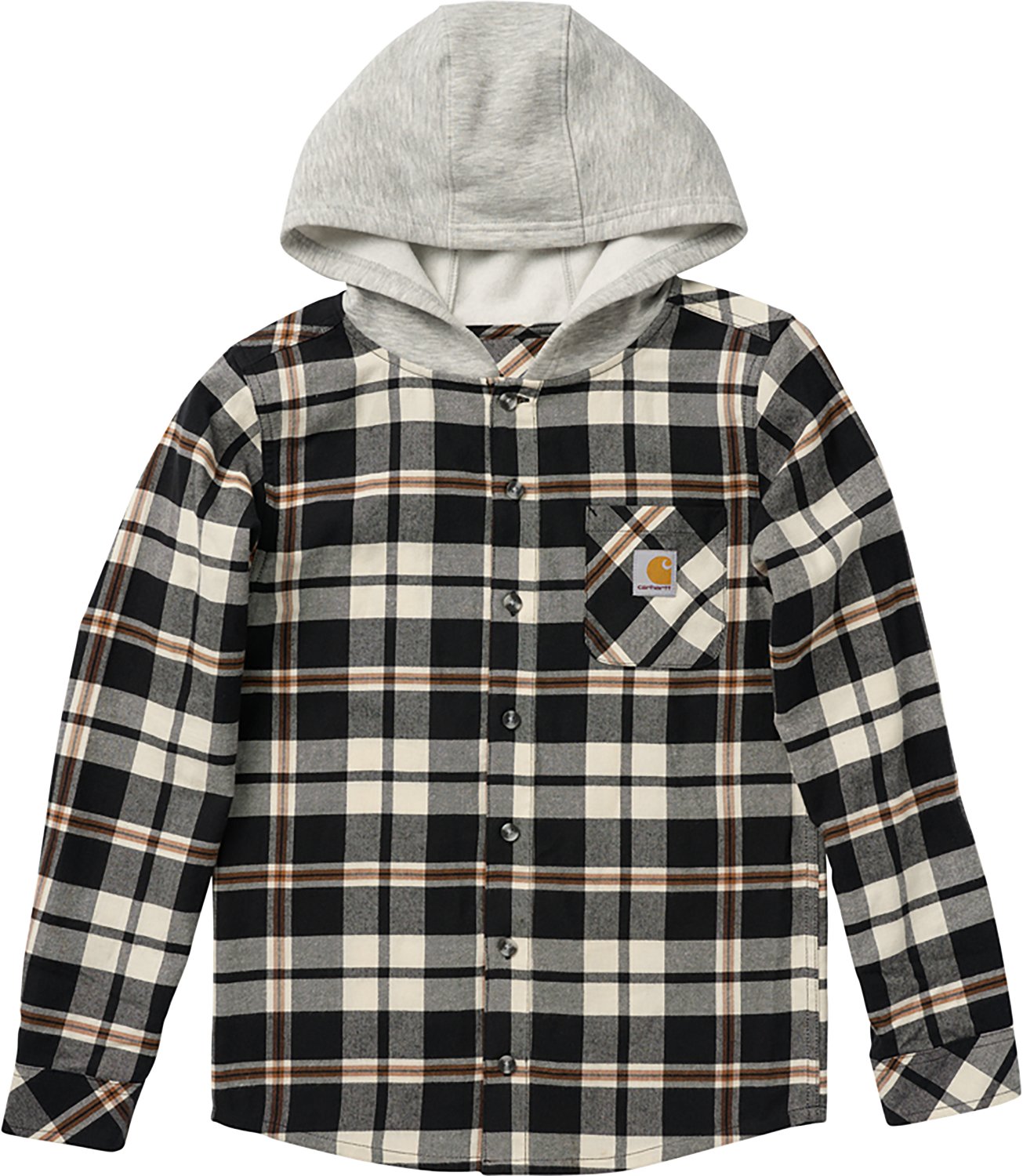 Carhartt Boys' Flannel Button-Front Long Sleeve Hooded Shirt - view number 7