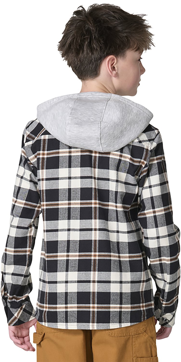 Carhartt Boys' Flannel Button-Front Long Sleeve Hooded Shirt - view number 2