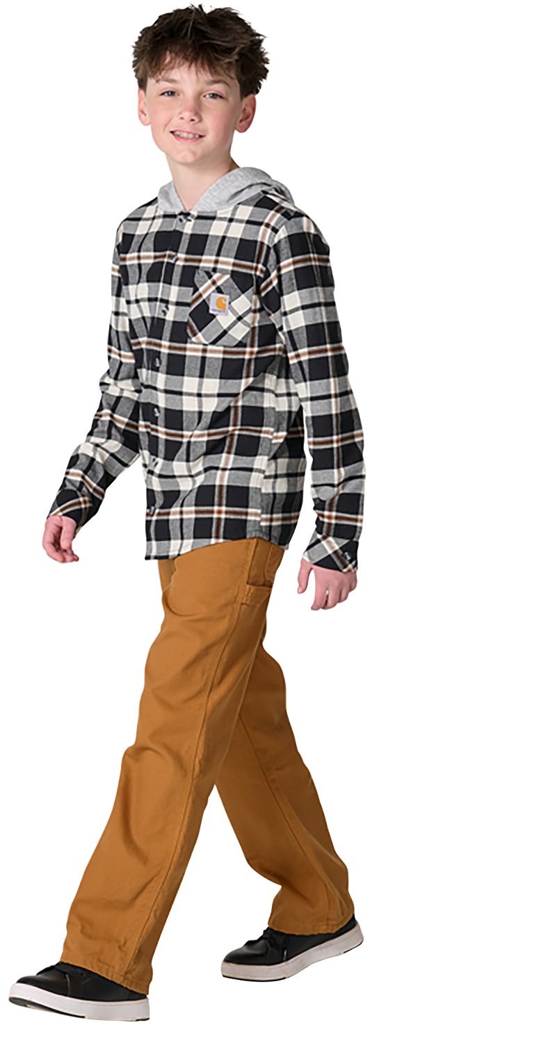 Carhartt Boys' Flannel Button-Front Long Sleeve Hooded Shirt - view number 6