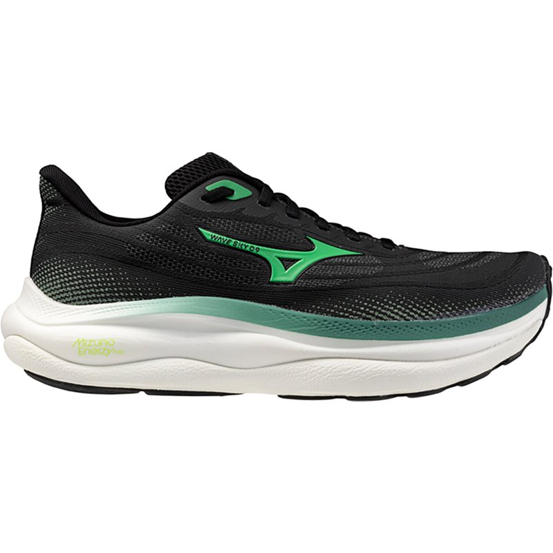Mizuno Mens Wave Sky 9 - Running Shoes - Black / Goblin Green Size 14.0