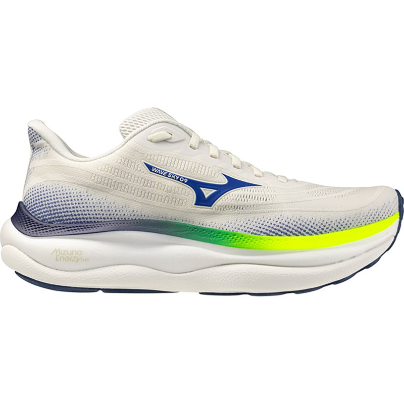 Mizuno Mens Wave Sky 9 - Running Shoes - Snow White / Surf The Web Size 14.0