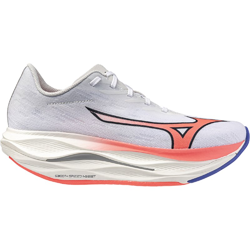 Mizuno Womens Wave Rebellion Flash 2 - Running Shoes - White / Striking Coral Size 10.5