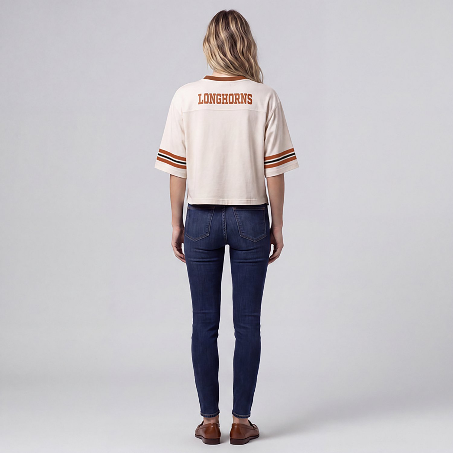Mitchell & Ness Women's University of Texas Retro Roots Crop Boxy Graphic T-shirt - view number 2