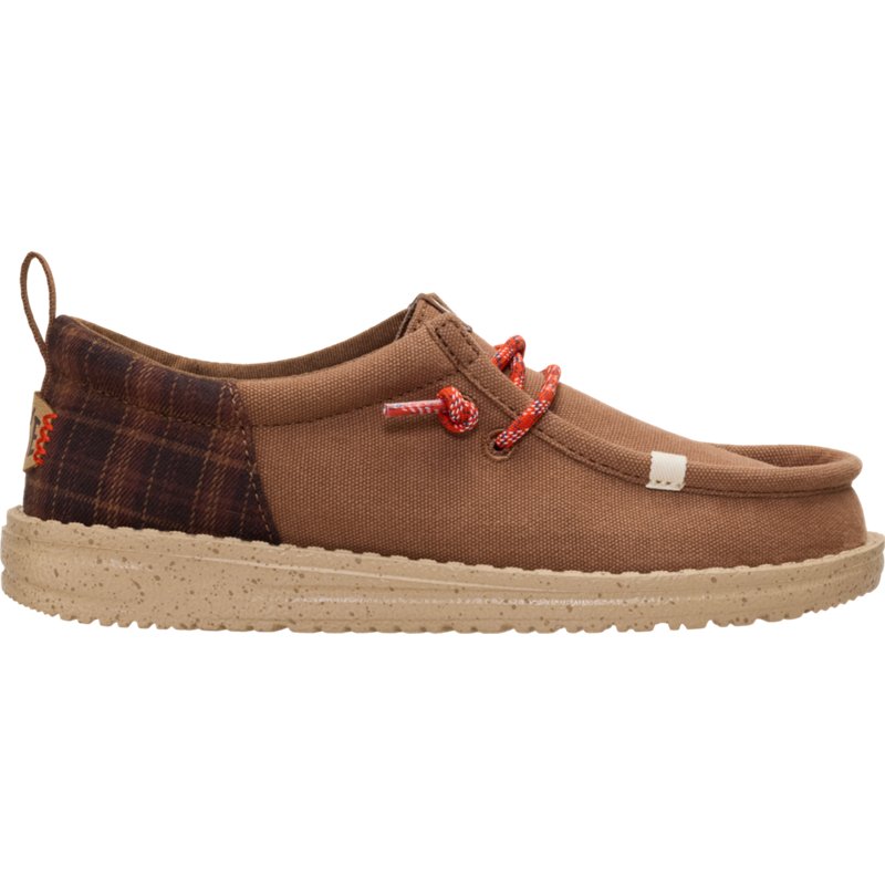 Hey Dude Kids' Wally Funk Plaid Shoes, Size 7, Plaid Brown/Multi