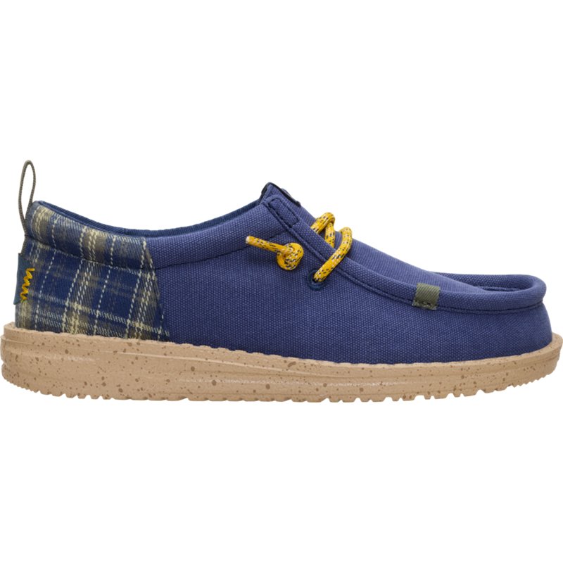 Hey Dude Kids' Wally Funk Plaid Shoes, Size 7, Plaid Navy/Multi