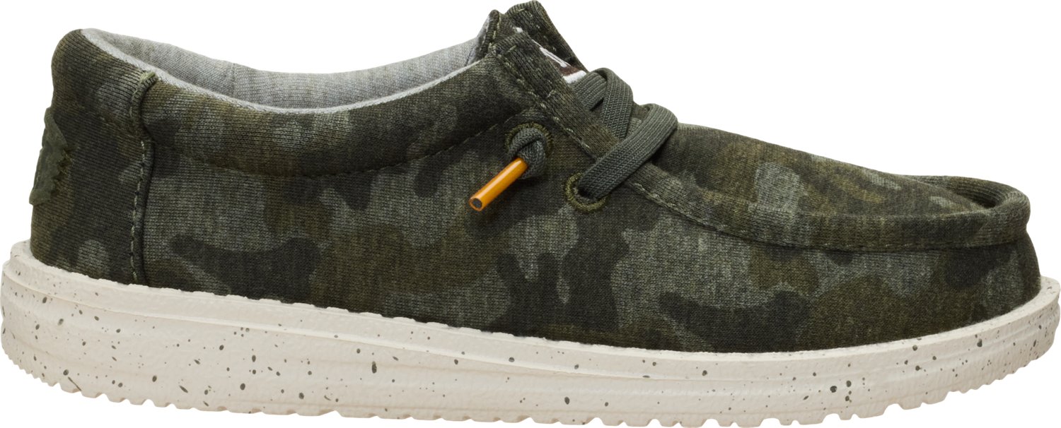 HEYDUDE Kids' Wally Stretch Jersey Camo Shoes