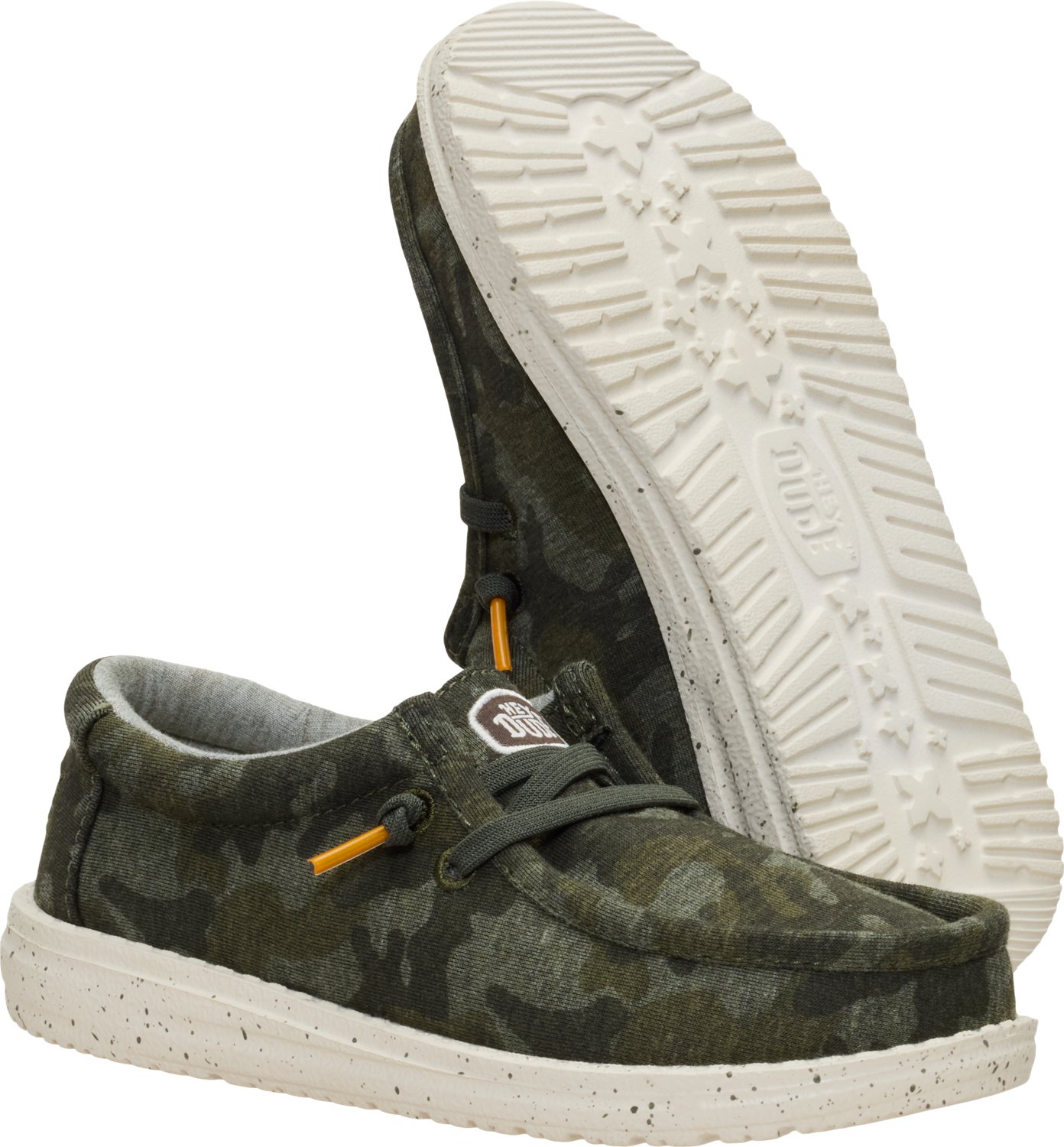 HEYDUDE Kids' Wally Stretch Jersey Camo Shoes - view number 7
