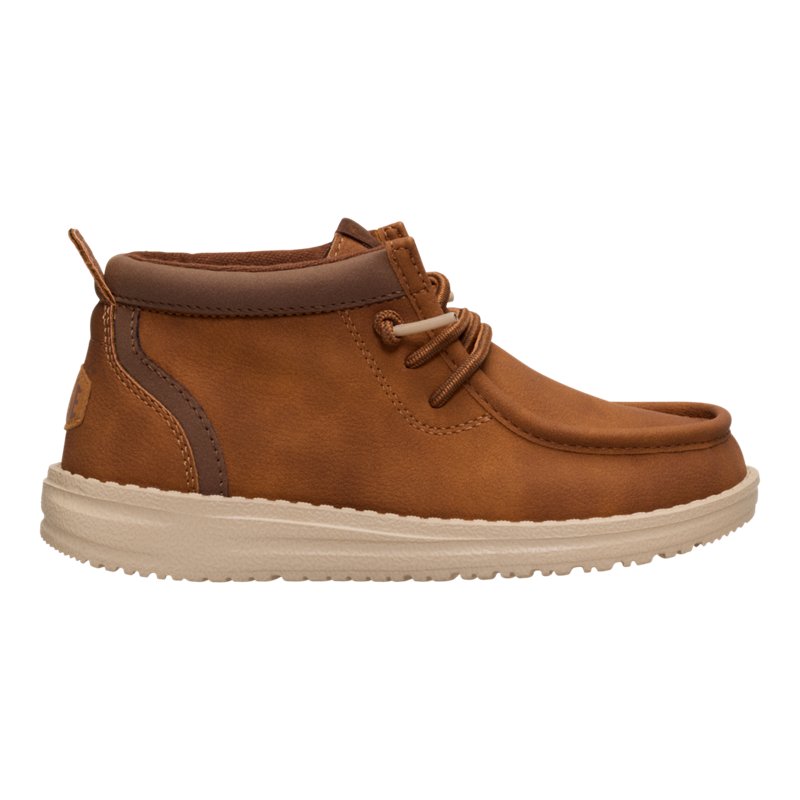 Hey Dude Kids' Wally Mid Shoes, Size 7, Cognac/Tan