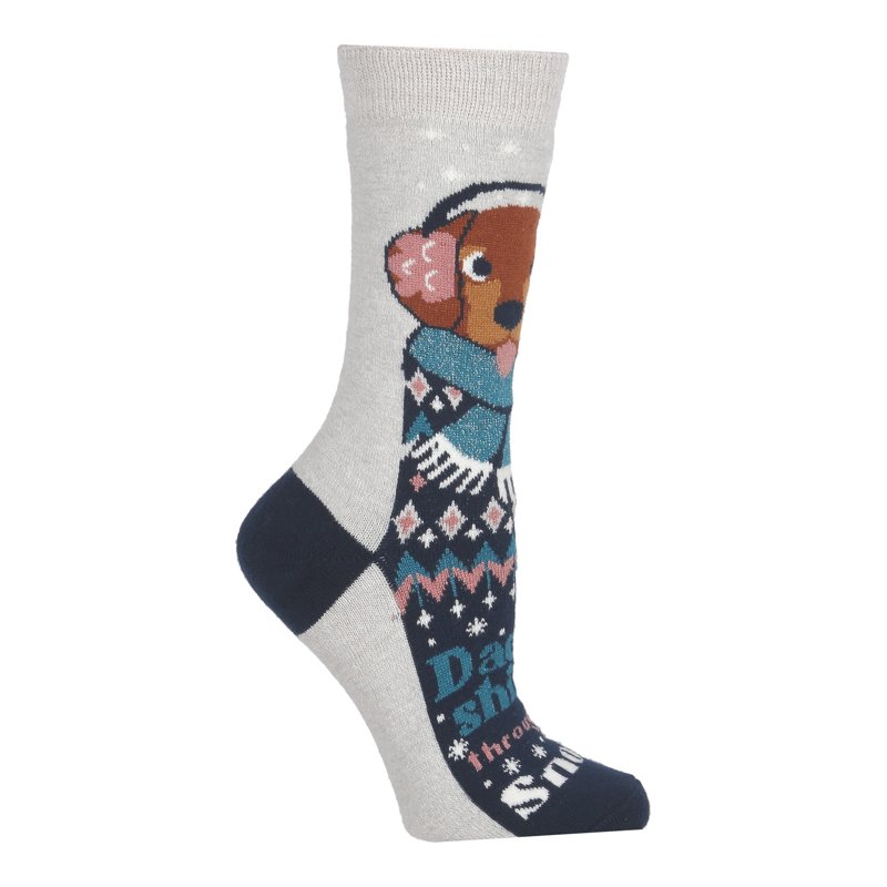 Heat Holders Ultra Lite Ellen Festive Gingerbread Crew Socks - Grey/Navy