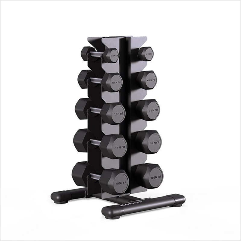 Centr Power Series Dumbbell Set with Vertical Rack – 5-25 lbs., Black