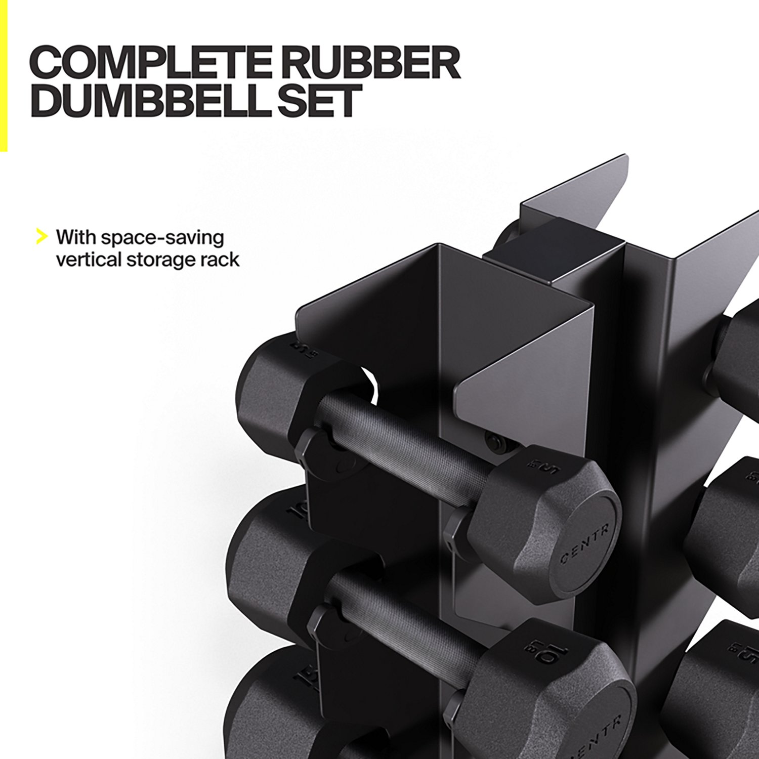 CENTR Power Series 150 lb. Rubber Dumbbell Set with Rack - view number 2