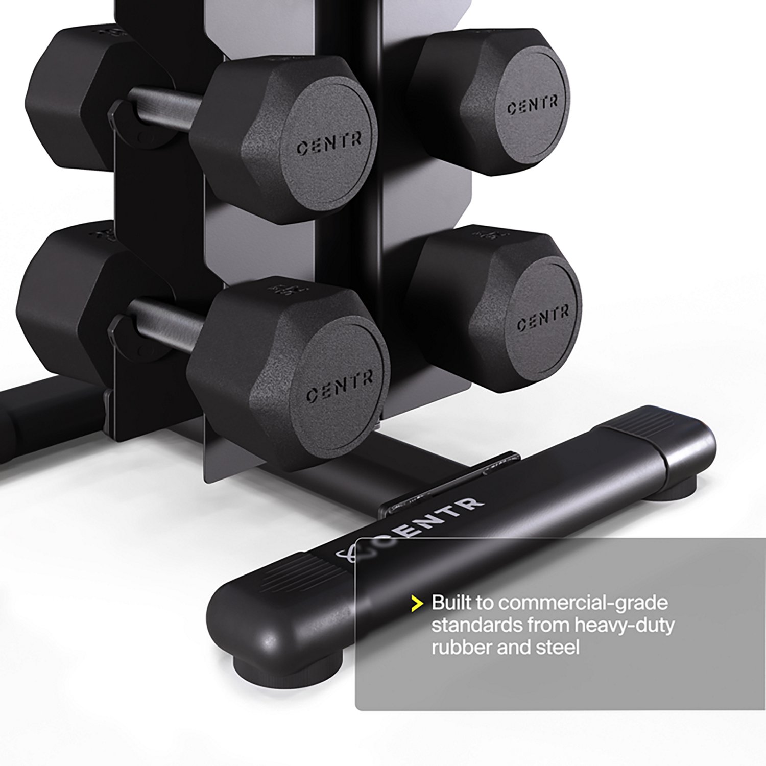 CENTR Power Series 150 lb. Rubber Dumbbell Set with Rack - view number 4