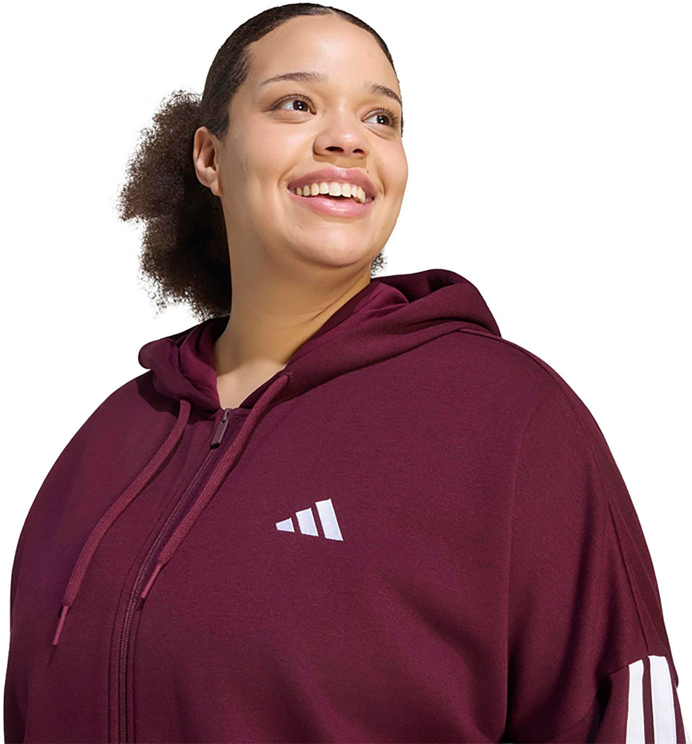 Adidas Women's Plus Essentials 3S Full Zip Fleece Hoodie - view number 3