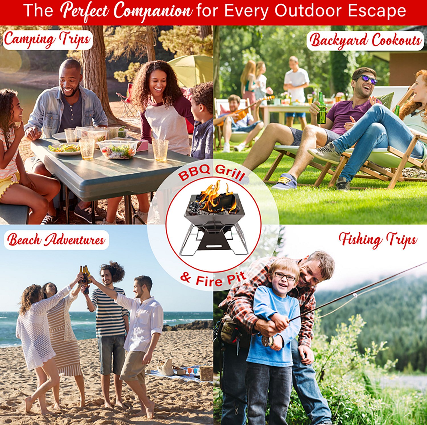 Brentwood Stainless-Steel Portable Folding Charcoal BBQ Grill and Outdoor Fire Pit with Carry Bag - view number 4