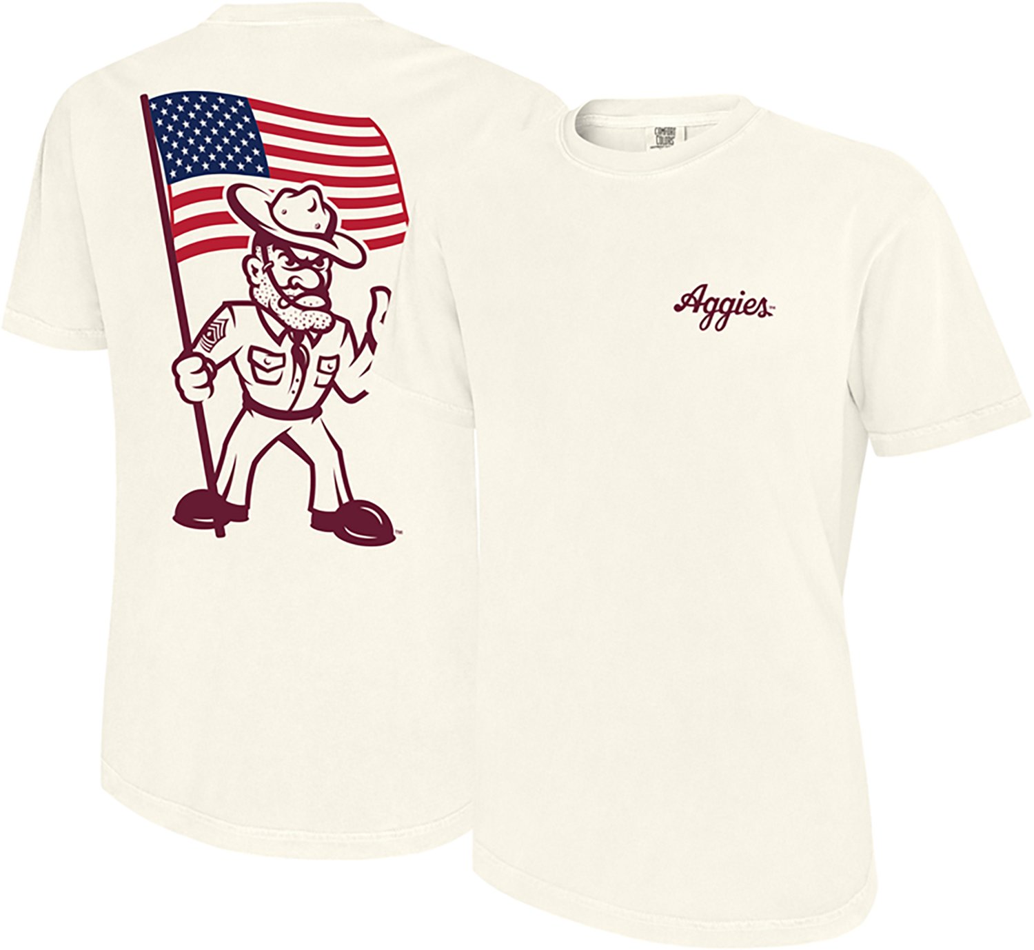 WILDCAT RETRO Men's Texas A&M University Script Sarge American Flag Graphic T-shirt - view number 3