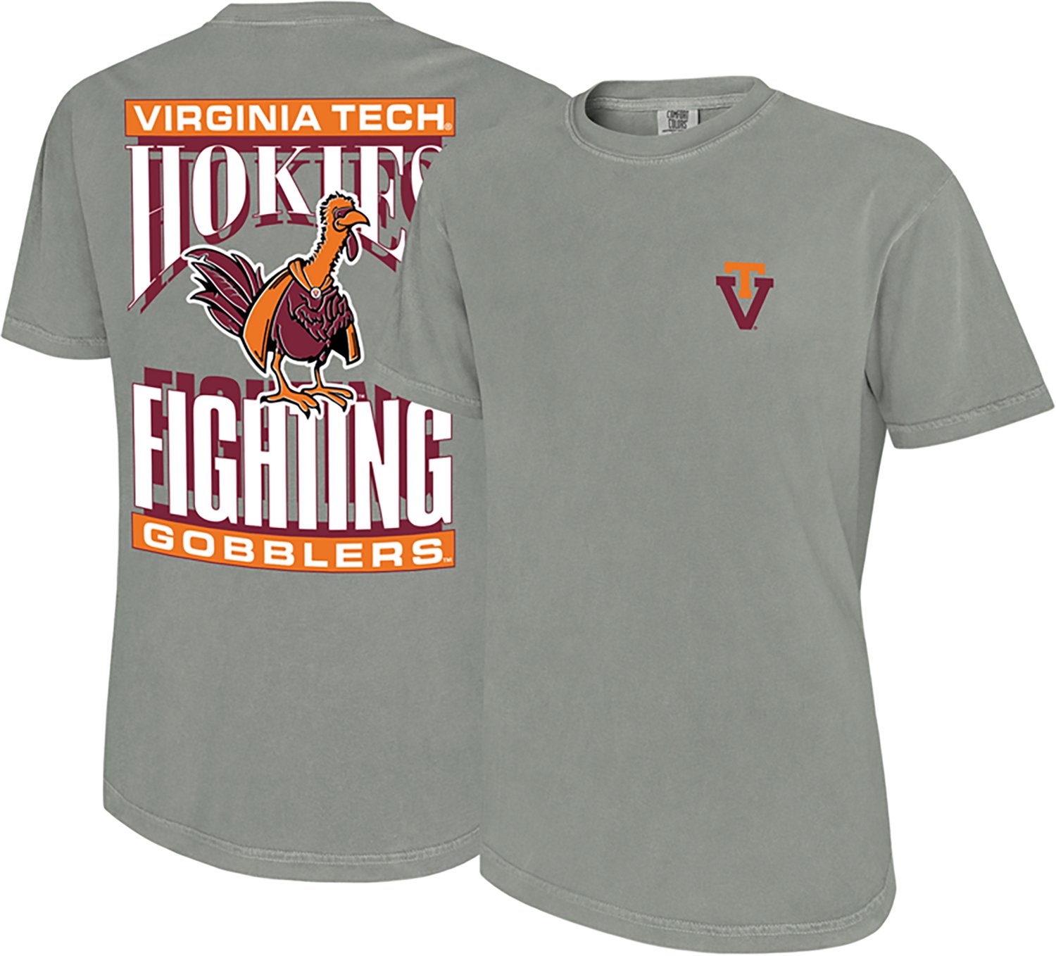 WILDCAT RETRO Men's Virginia Tech School Arch Mascot Comfort Colors DS T-shirt - view number 3
