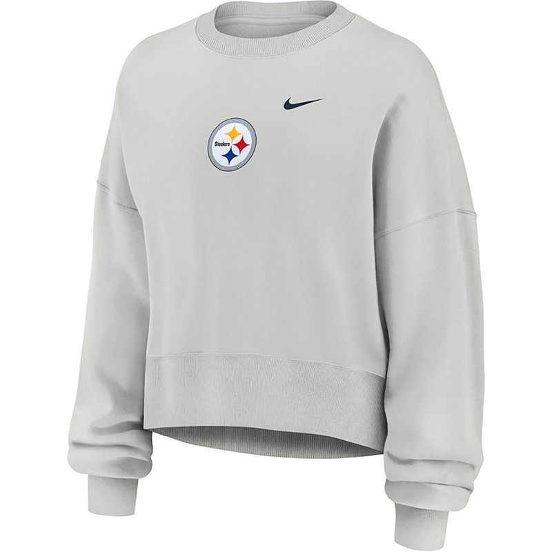 Women's Nike  Gray Pittsburgh Steelers Oversized Primetime Phoenix Fleece Sweatshirt