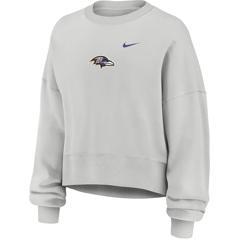 Women's Nike  Gray Baltimore Ravens Oversized Primetime Phoenix Fleece Sweatshirt