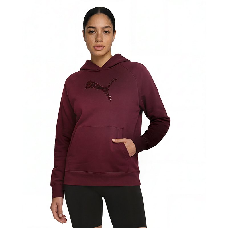 PUMA Essentials Women's Sequin Hoodie in Red, Size S