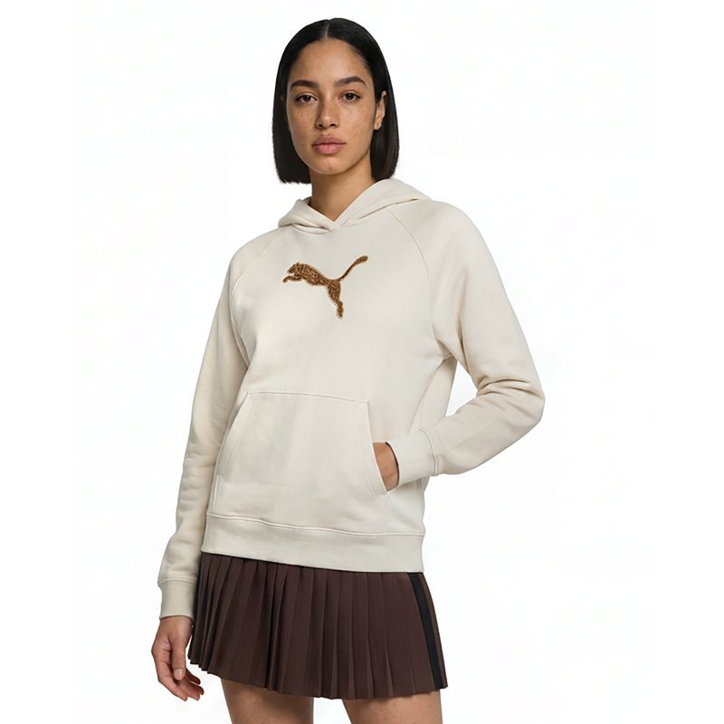 PUMA Essentials Women's Sequin Hoodie in White, Size M