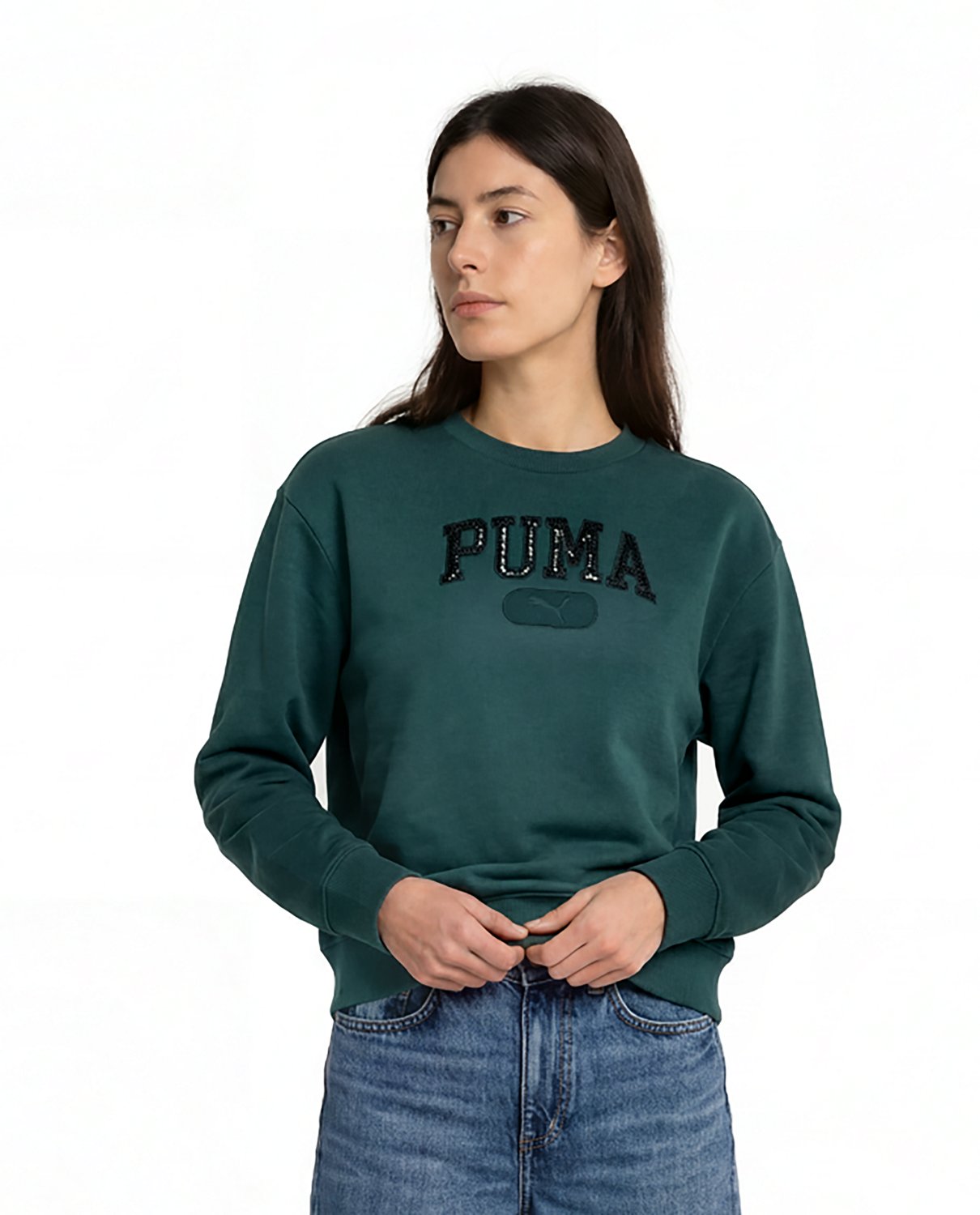 PUMA Women's Essentials Sequins Standard Fleece Crew