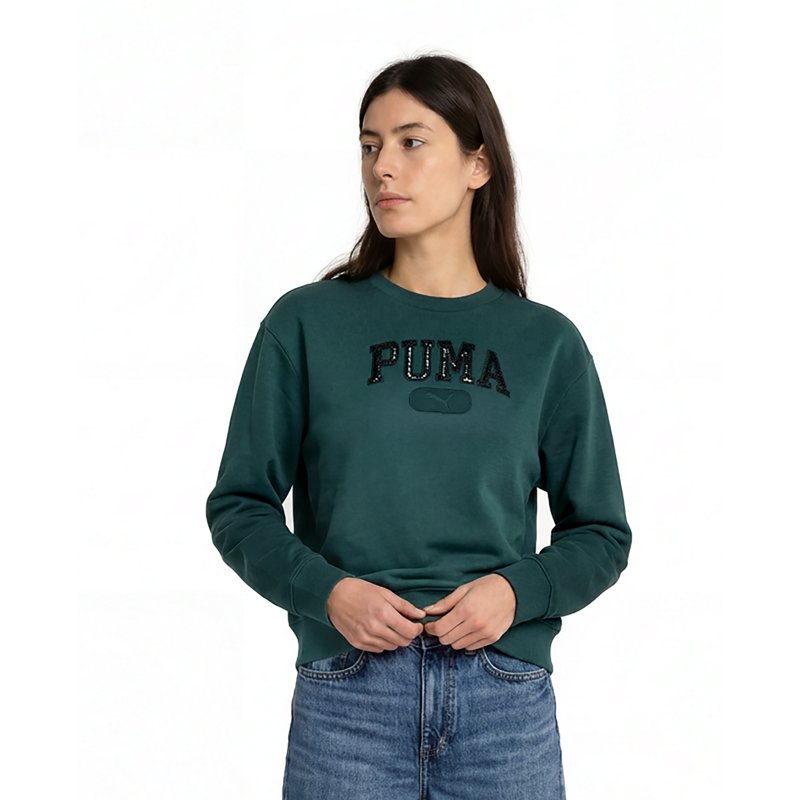 Puma Women's Ess Elevated Sequin Pullover Sweatshirt - Herb Garden