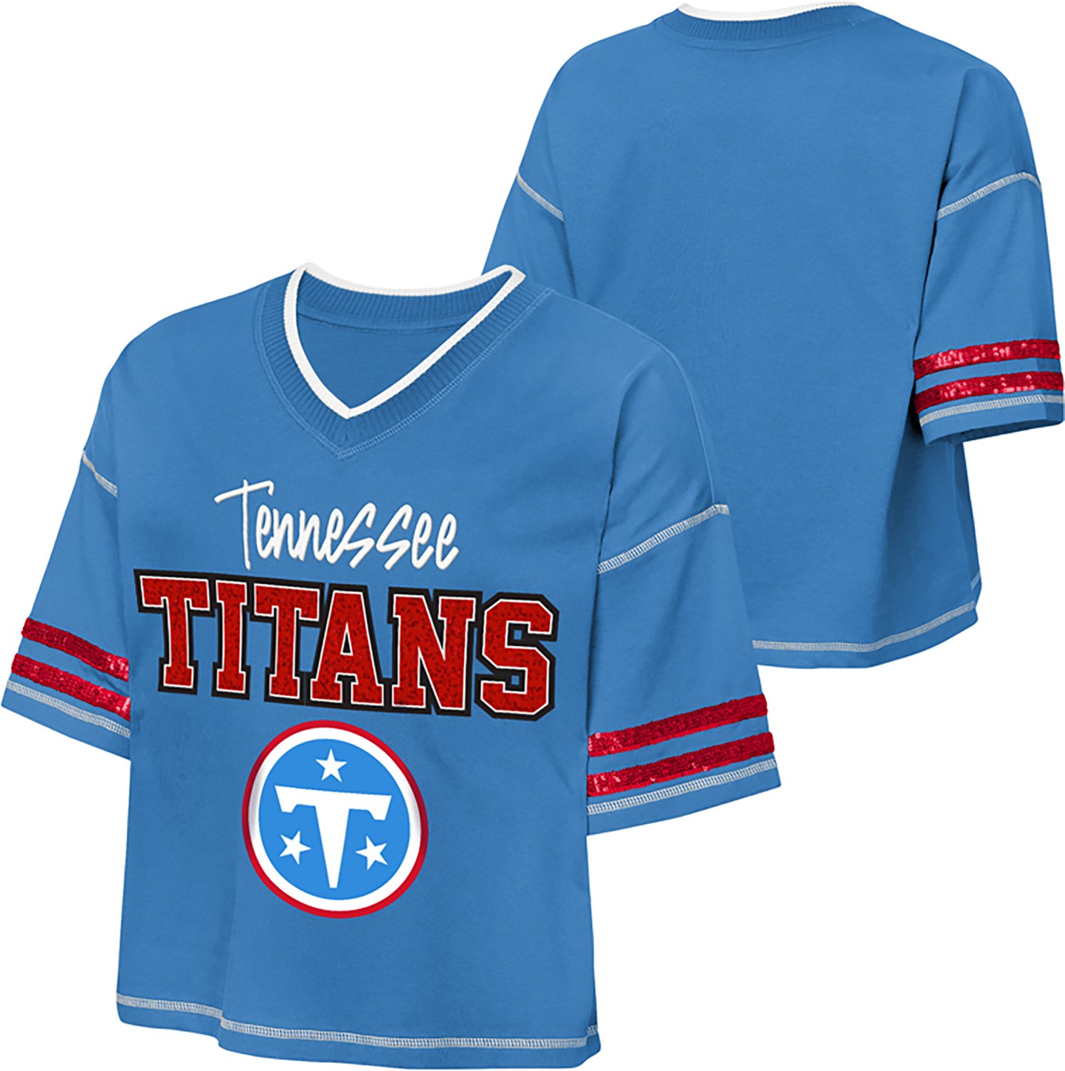 Outerstuff Girls' Tennessee Titans Toe Tap V-neck Graphic T-shirt - view number 3