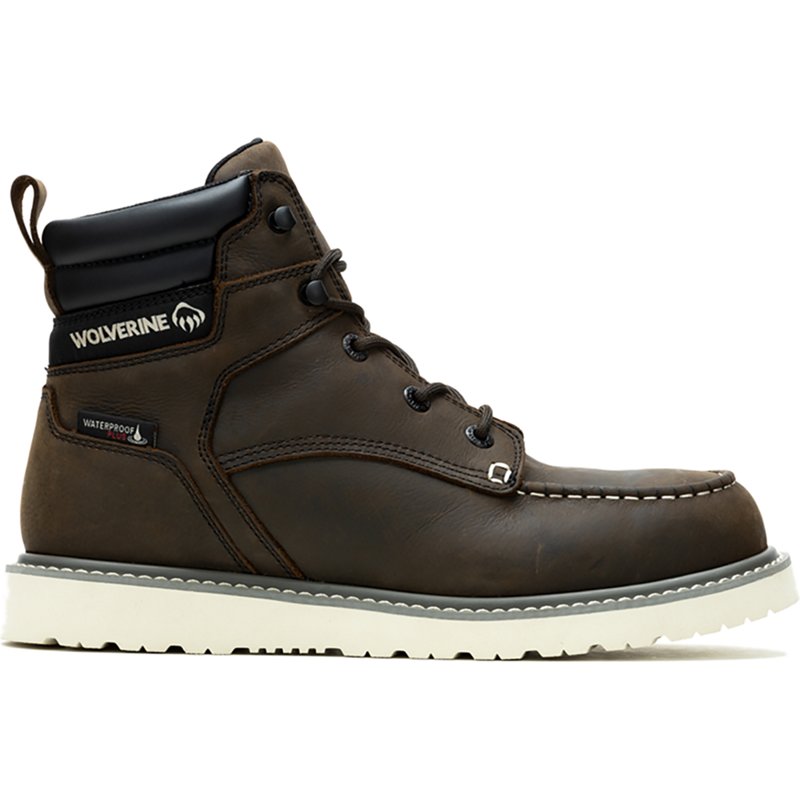 Wolverine Trade Wedge Waterproof Moc-Toe Work Boots for Men - Sudan Brown
